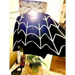 Ains&Elke Stylehaus Spiderweb Cape sweater coat sz M vintage lk
